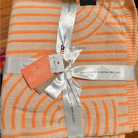 Orange Striped Cotton Throw by David FusseneggerBrand